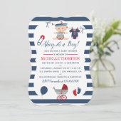 Nautical Jongens Baby Shower Uitnodiging (Staand voorkant)