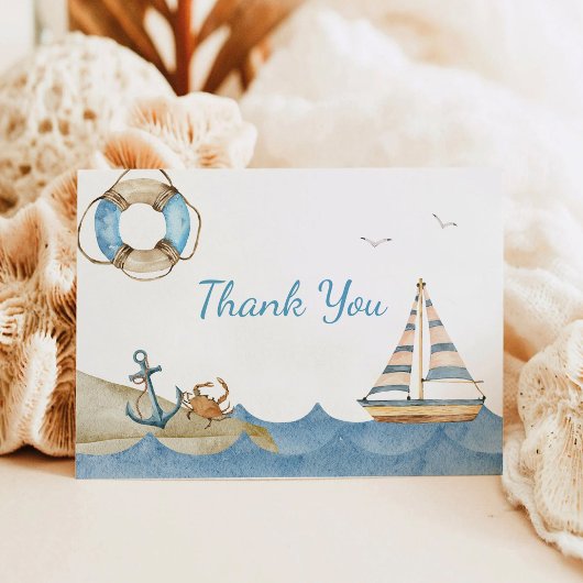 Nautical jongens babyshower bedankkaart