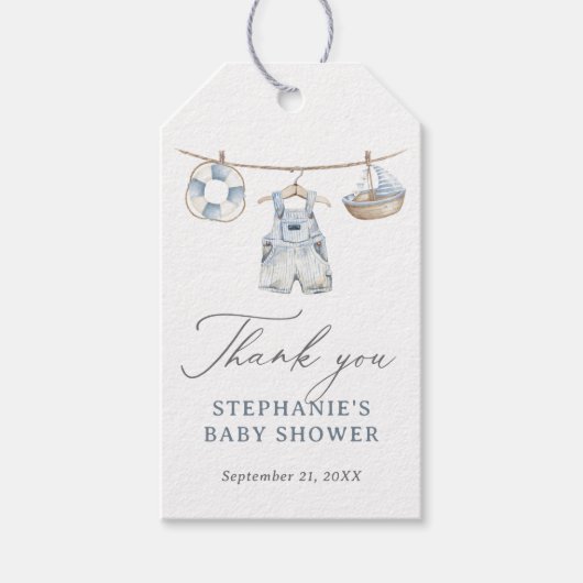 Nautical jongens babyshower cadeaulabel (Voorkant)