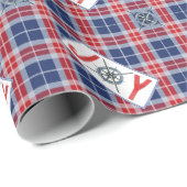 Nautical JOY Compass-kerstblauw & Red Pset Cadeaupapier (Rol Hoek)