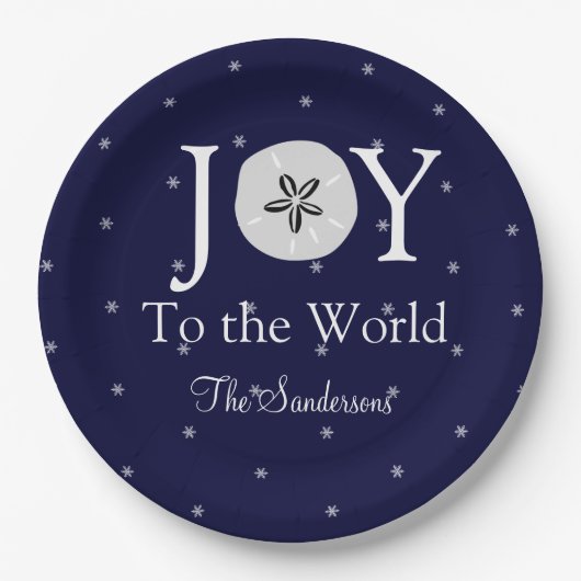 Nautical Joy Sandollar Blue White Kerstmis Papieren Bordje (Voorkant)