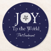 Nautical Joy Sandollar Blue White Kerstmis Ronde Kartonnen Onderzetter (Voorkant)