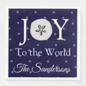Nautical Joy Sandollar Blue White Kerstmis Servet (Voorkant)