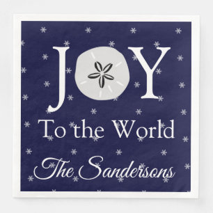 Nautical Joy Sandollar Blue White Kerstmis Servet