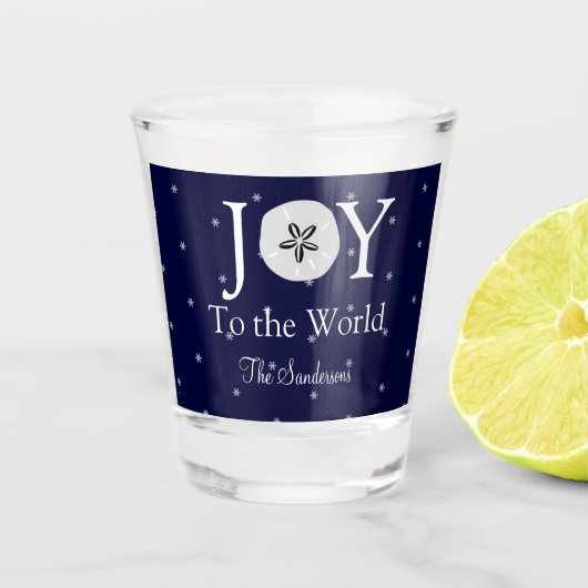 Nautical Joy Sandollar Blue White Kerstmis Shot Glas (Voorkant)