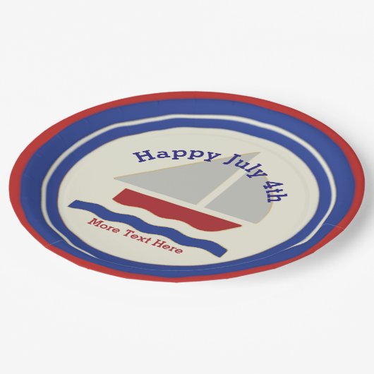 Nautical Juli 4th Paper Borden Papieren Bordje (Gekanteld)