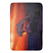 Nautical Jumping Dolphins Oranje Ocean Sunset Badmat (Voorkant Verticaal)