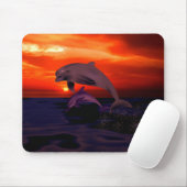 Nautical Jumping Dolphins Oranje Ocean Sunset Muismat (Met muis)