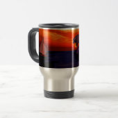 Nautical Jumping Dolphins Oranje Ocean Sunset Reisbeker (Voorkant links)