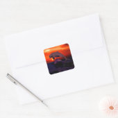 Nautical Jumping Dolphins Oranje Ocean Sunset Vierkante Sticker (Envelop)