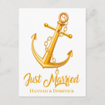 Nautical Just Married Gold Anchor Beach Weddenscha