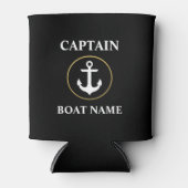 Nautical Kapitein Boat Name Anchor Black Gold Blikjeskoeler (Voorkant)