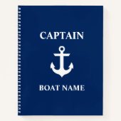 Nautical Kapitein Boat Name Anchor Blue Notitieboek (Voorkant)