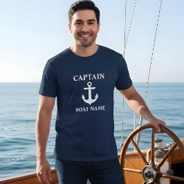 Nautical Kapitein Boat Name Anchor Blue T-shirt