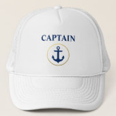 Nautical Kapitein White Blue Gold Trucker Pet (Voorkant)