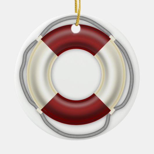 Nautical Kerst Ornament Reddingsboei (Voorkant)
