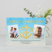 Nautical Kerstanchor 2 Foto Kustal Folie Feestdagenkaart (Staand Voorkant)