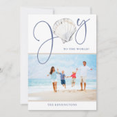 Nautical Kerstfeest Joy Seashell Holiday Foto Feestdagenkaart (Voorkant)