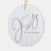 Nautical Kerstfeest Joy Seashell Holiday Foto Keramisch Ornament (Links)