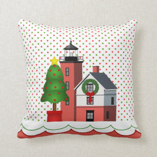 Nautical Kerstmis Pillow met vuurtoren Kussen