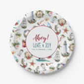 Nautical Kerstmis, speciaal aangepast winkelfeest Papieren Bordje (Voorkant)