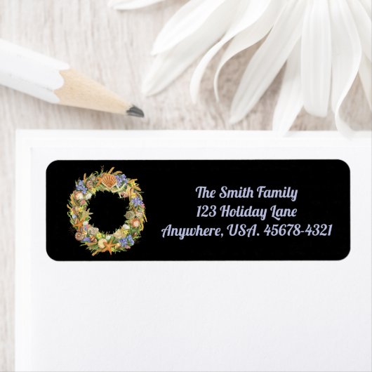 Nautical kerstmis WreatReturn Address Label (Insitu)