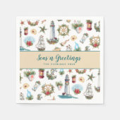 Nautical Kerstmis Zeeen in Greetings Persoonlijk Servet (Voorkant)