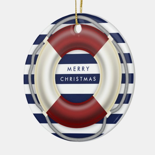 Nautical Kerstornament Personalized Lifesaver Keramisch Ornament (Links)
