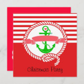 Nautical kerstparty Invitation Santa and Sail Kaart (Voorkant / Achterkant)