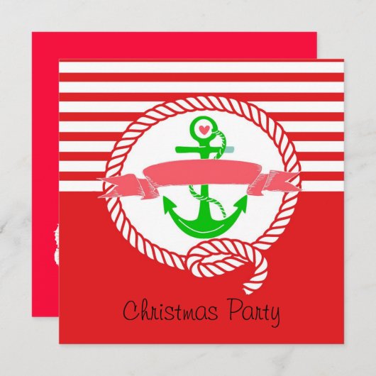 Nautical kerstparty Invitation Santa and Sail Kaart (Voorkant / Achterkant)