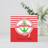 Nautical kerstparty Invitation Santa and Sail Kaart (Staand voorkant)