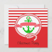 Nautical kerstparty Invitation Santa and Sail Kaart (Voorkant)