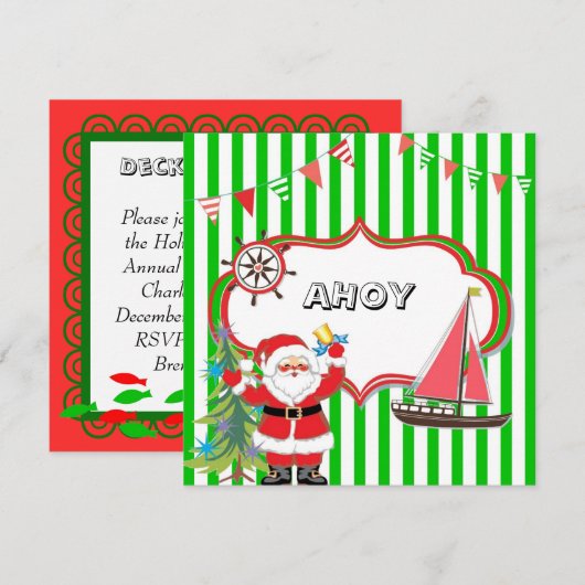 Nautical kerstparty uitnodiging (Voorkant / Achterkant)