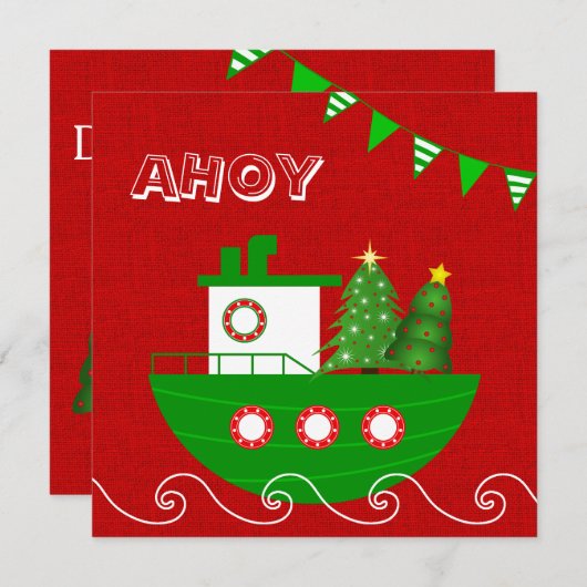 Nautical kerstparty uitnodiging (Voorkant / Achterkant)