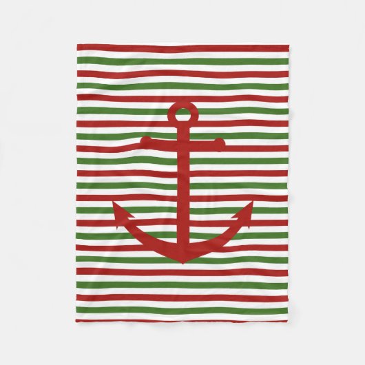 Nautical Kerstroet en Groene Vleekbank Fleece Deken (Voorkant)