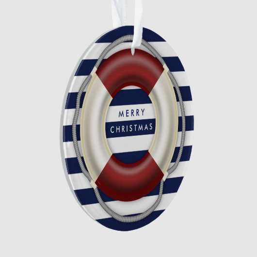 Nautical kerstversients Custom Blue Acryllic Ornament (voorkant)