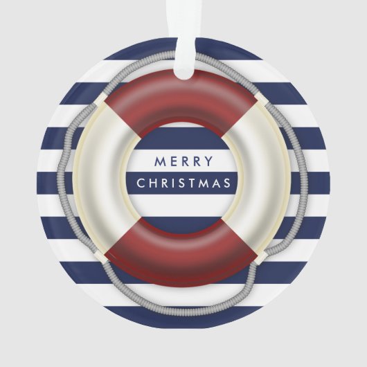 Nautical kerstversients Custom Blue Acryllic Ornament (achterkant)