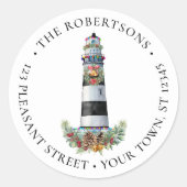 Nautical Kerstvuurtoren Adres label (Voorkant)