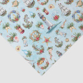 Nautical kerstvuurtoren die zeilschepen verzorgen tissuepapier (Detail)