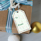 Nautical kerstvuurtoren op groene achtergrond cadeaulabel