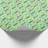 Nautical kerstvuurtoren op groene achtergrond cadeaupapier (Hoek)