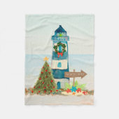 Nautical Kerstvuurtoren Vleece Blanket Fleece Deken (Voorkant)