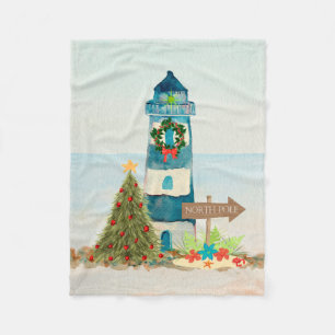 Nautical Kerstvuurtoren Vleece Blanket Fleece Deken