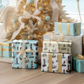 Nautical Kerstvuurtoren Waterverf Kustal Inpakpapier Vel