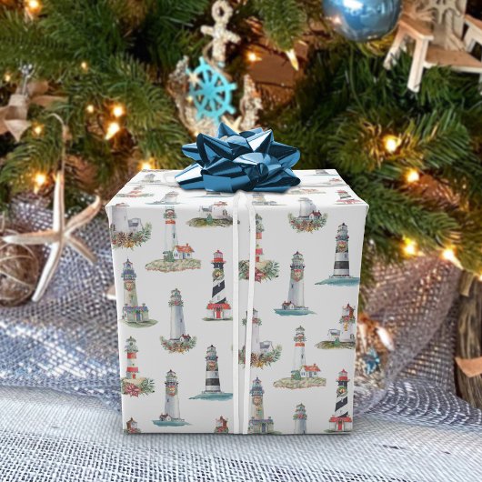 Nautical Kerstvuurtoren White Cadeaupapier