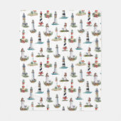 Nautical Kerstvuurtoren White Fleece Deken (Voorkant)