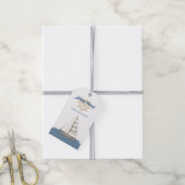 Nautical Kids Verjaardag | Marine Blauw & Wit boot Cadeaulabel (Met Touw)