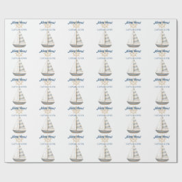 Nautical Kids Verjaardag | Marine Blauw & Wit boot Cadeaupapier