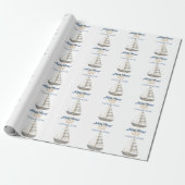 Nautical Kids Verjaardag | Marine Blauw & Wit boot Cadeaupapier (Uitgerold)