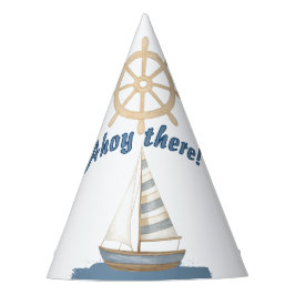 Nautical Kids Verjaardag | Marine Blauw & Wit boot Feesthoedjes